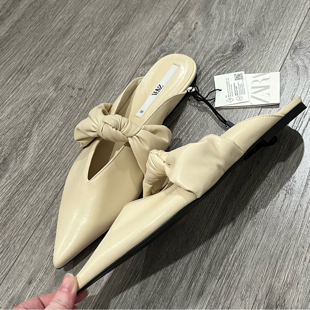 **SOLD** ZARA Point Toe Mules with Knot - Picture 2 of 3